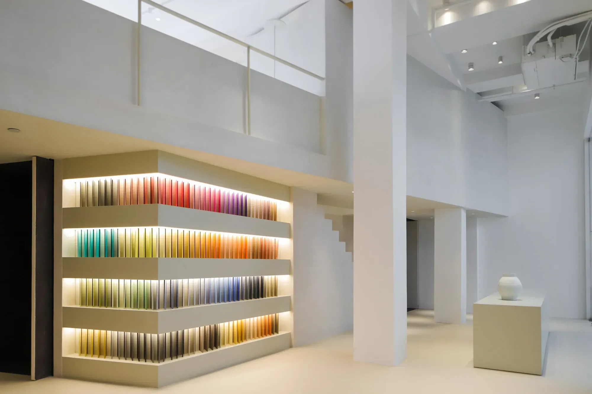 Craftex showroom interior with microcement and color samples