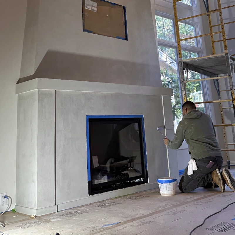 Microcement Fireplaces installation with experts