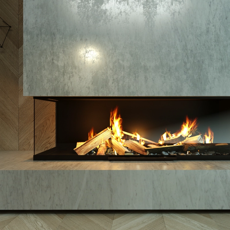 microcement fireplaces application